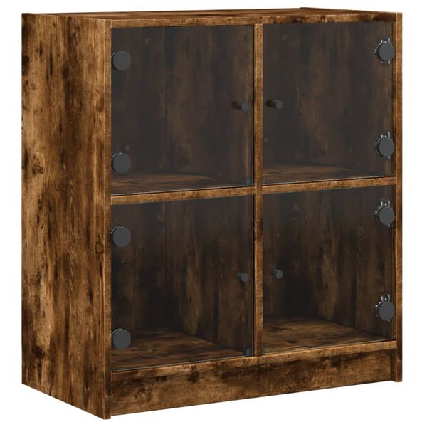vidaXL Side Cabinet Smoked oak Engineered wood, glass Medium Cabinet