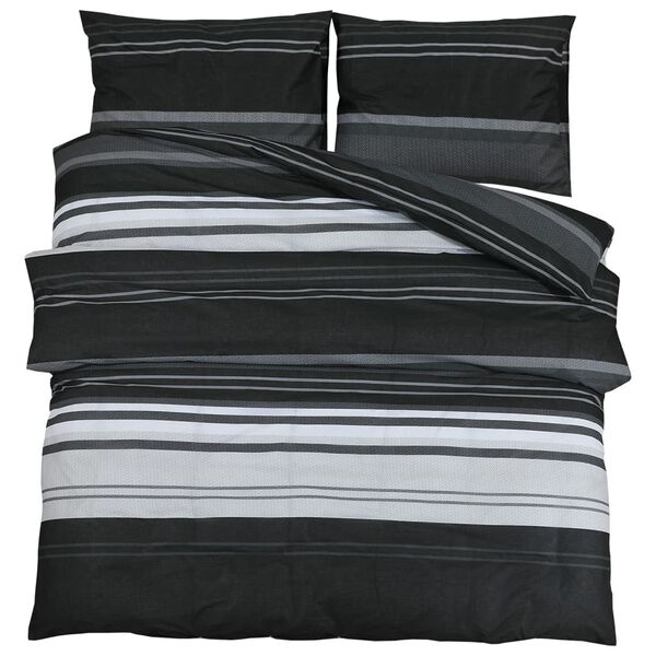 vidaXL Duvet Cover Set Set of 2 Black and White 100% Cotton
