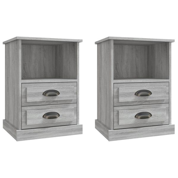 vidaXL Bedside Cabinet Set of 2 Gray Sonoma Engineered wood