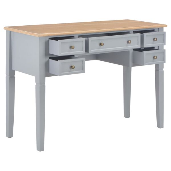 vidaXL Writing Desk Gray MDF 43.1 in length, 17.7 in width, 30.5 in height