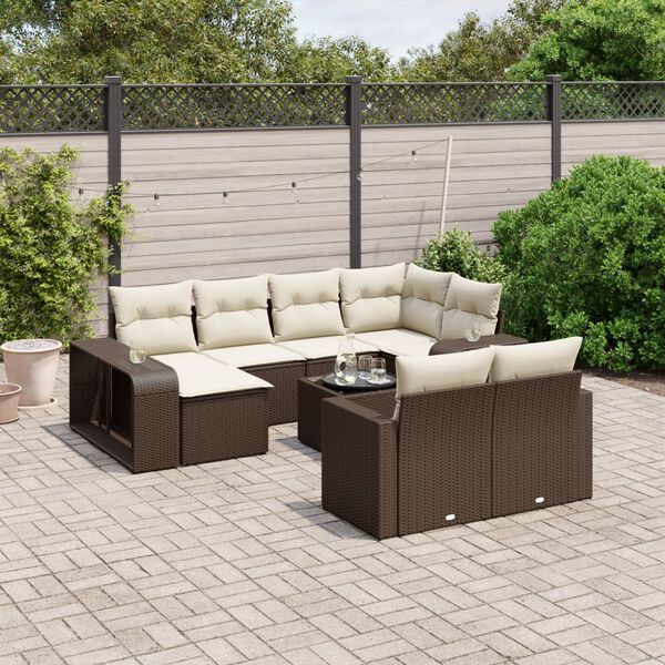 vidaXL Garden Sofa Set Brown