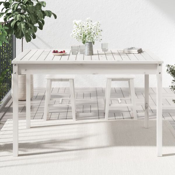 vidaXL Patio Table White 47.6x32.5x29.9" Solid Wood Pine