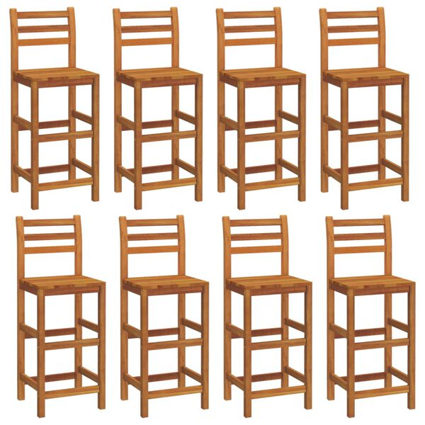 vidaXL Bar Stool Set of 8 Natural wood Solid acacia wood Standard