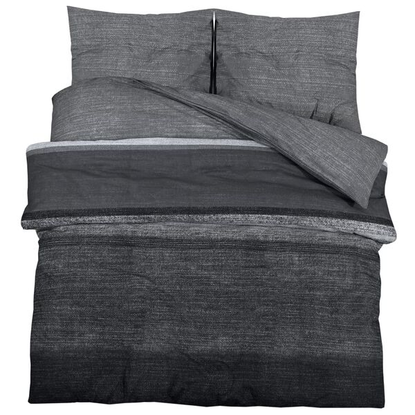 vidaXL Duvet Cover Set Set of 2 Dark Grey 100% Cotton 102.4x86.6 in