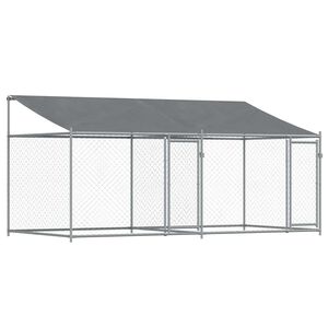 vidaXL Dog Cage Grey Galvanized Steel 157.5 x 78.7 x 78.7 in Durable