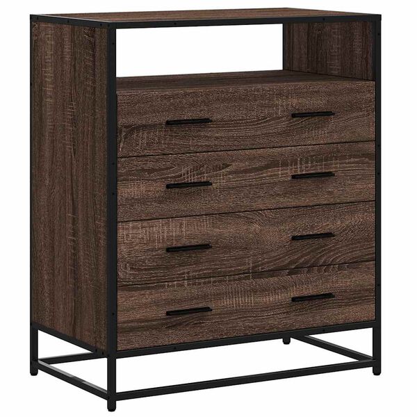 vidaXL Drawer Cabinet Brown Oak Engineered Wood, Metal
