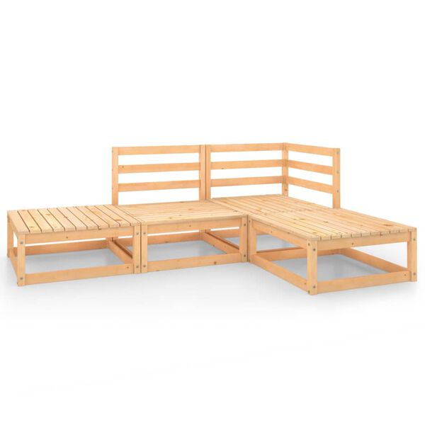 vidaXL Garden Lounge Set Natural Wood Solid pinewood 27.6 x 27.6 x 26.4 in