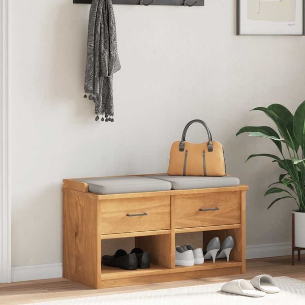 vidaXL Hallway Bench Acacia wood finish Solid pinewood Medium Storage