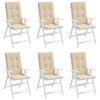 vidaXL Highback Chair Cushion Set of 6 Beige 100% polyester