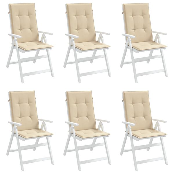 vidaXL Highback Chair Cushion Set of 6 Beige 100% polyester