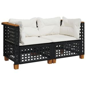 vidaXL Garden Sofa Set of 2 Black PE rattan Medium Modular