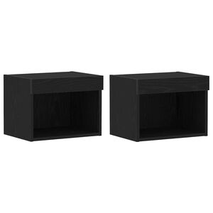 vidaXL TV Cabinet Set 2 pcs Black Oak 15.75 x 11.81 x 11.81 in