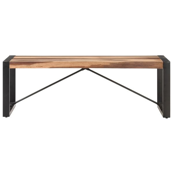 vidaXL Coffee Table Brown and black Solid acacia wood 47.2x23.6x15.7 in