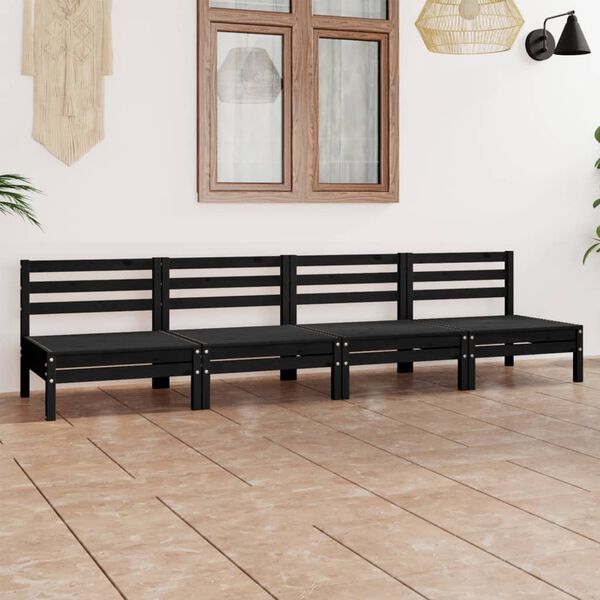 vidaXL Garden Lounge Set Black Solid pine wood Medium Modular