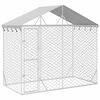 vidaXL Outdoor Dog Kennel Silver Galvanized steel, polyethylene Large