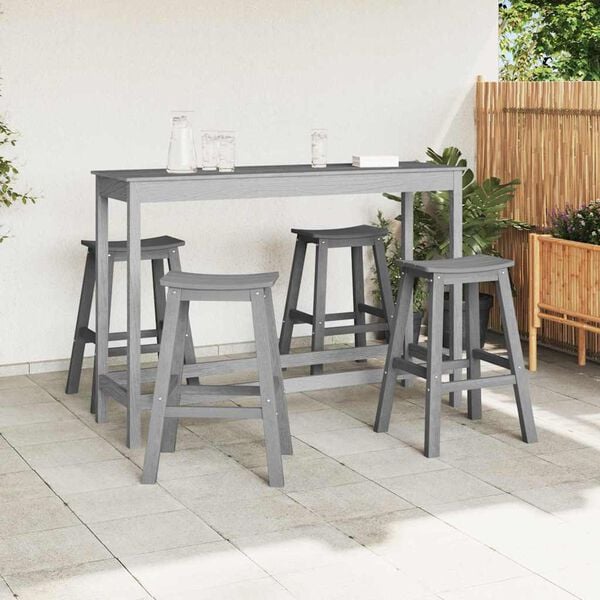 vidaXL Garden Bar Set 4 pcs Light gray HDPE