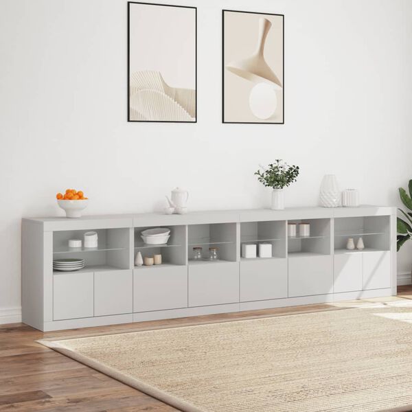 vidaXL Sideboard Cool White Engineered wood, Glass Large Sideboard