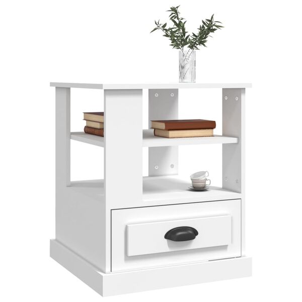vidaXL Side Table White Engineered Wood 19.7 in x 19.7 in x 23.6 in