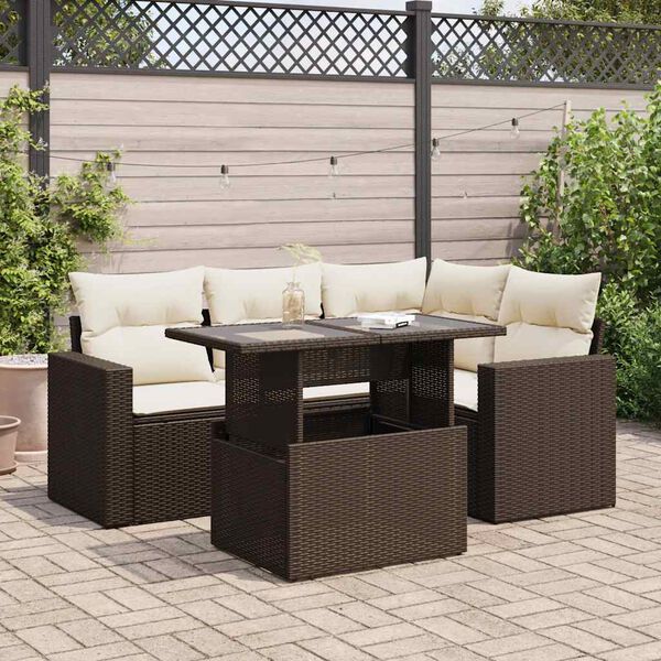 vidaXL Garden Sofa Set Brown and Cream