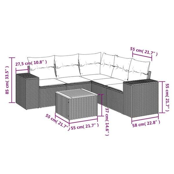 vidaXL Garden Sofa Set Black