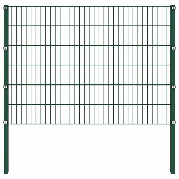 vidaXL Fence Panel with Posts Iron 545.3"x47.2" Green