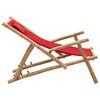vidaXL Deck Chair Red Bamboo, Canvas (100% polyester) Standard Foldable