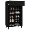 vidaXL Shoe Cabinet Black Engineered wood, Iron Medium Shoe Cabinet