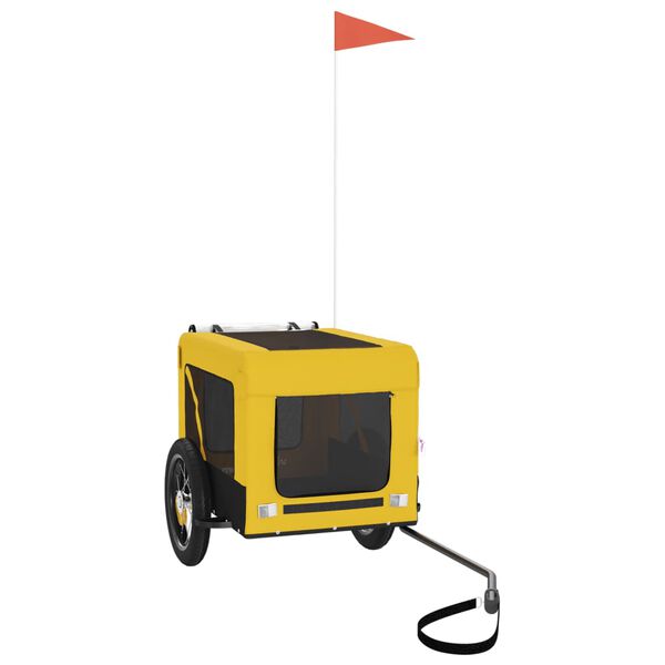vidaXL Pet Bike Trailer Yellow and Black Oxford Fabric, Iron, PVC