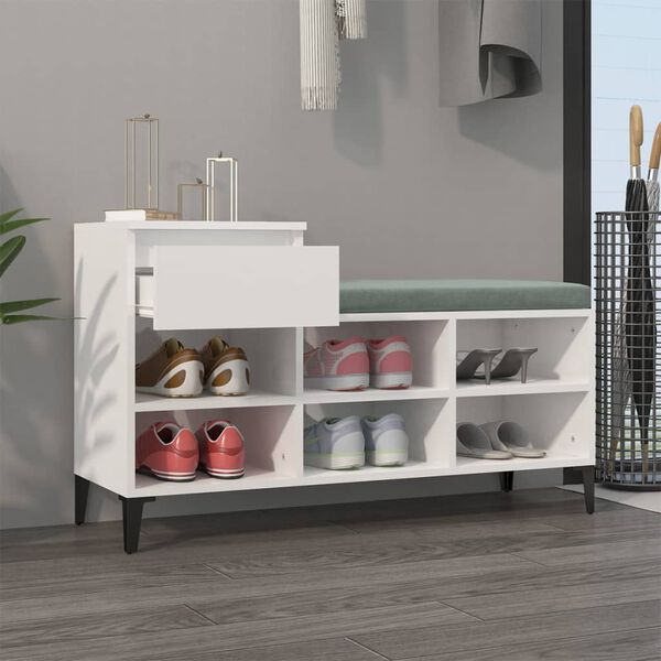 vidaXL Shoe Cabinet High gloss white Engineered wood Medium Shoe Cabinet
