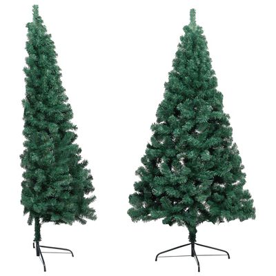 vidaXL Artificial Half Christmas Tree with Stand Green 82.7" PVC