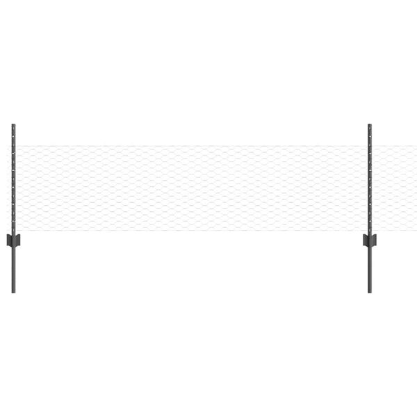 vidaXL Fence with Post Grey 1.64 x 32.81 ft Steel and PVC