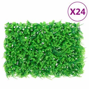 vidaXL Artificial Fern Leaf Fence Set of 24 Green Polyethylene (PE) L