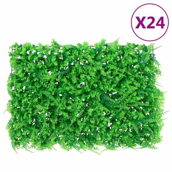 vidaXL Artificial Fern Leaf Fence Set of 24 Green Polyethylene (PE) L