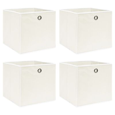 vidaXL Storage Boxes 4 pcs White 12.6"x12.6"x12.6" Fabric