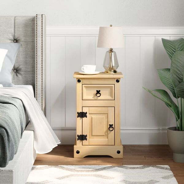 vidaXL Bedside Cabinet Honey brown Solid pine wood, engineered wood, metal