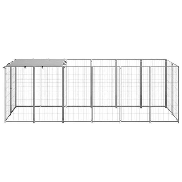 vidaXL Dog Kennel Silver Steel Large UV-resistant materials Dog Kennel