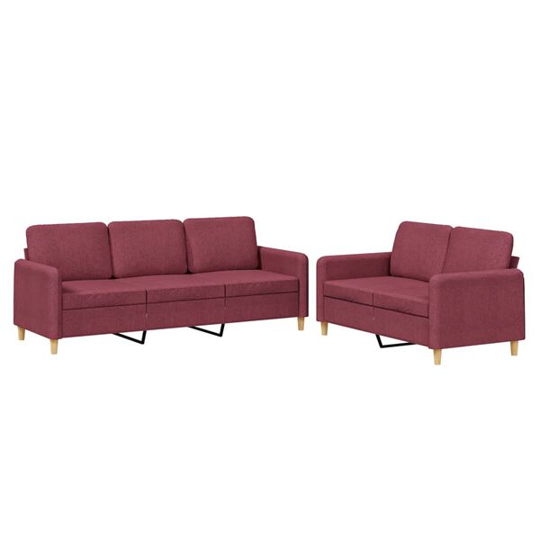 vidaXL Sofa Set Wine Red Polyester, Metal, Plywood, Textilene Standard