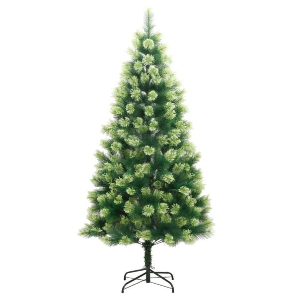 vidaXL Artificial Hinged Christmas Tree Green PVC, Metal 94.5 in tall