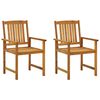 vidaXL Patio Chairs with Cushions 2 pcs Solid Acacia Wood