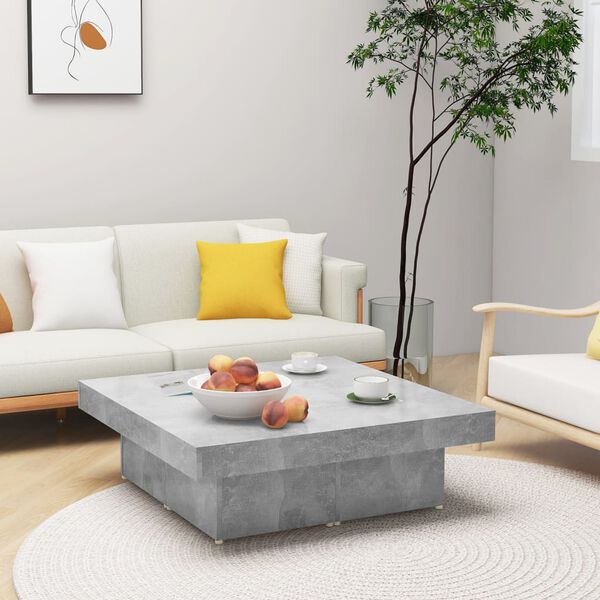vidaXL Coffee Table Concrete Gray Engineered Wood 35.4 x 35.4 x 11.0 in
