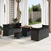 vidaXL Garden Sofa Set with Cushion 9 pcs Black Poly Rattan