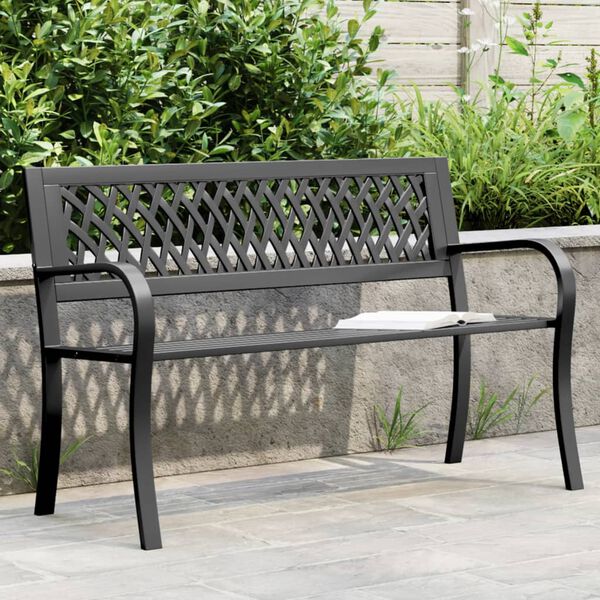 vidaXL Patio Bench Black 47.2" Steel