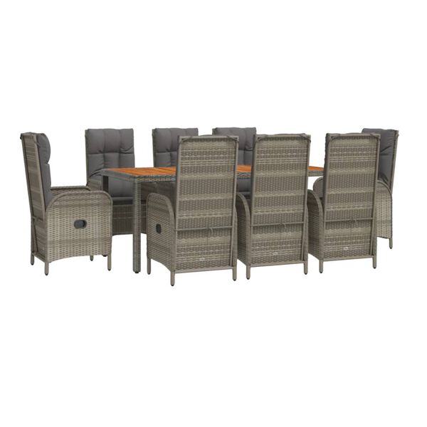 vidaXL Garden Dining Set Grey PE rattan Large Garden Dining Set