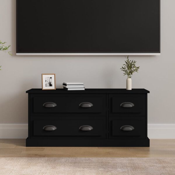 vidaXL TV Cabinet Black Engineered wood Compact TV Cabinet Rectangular