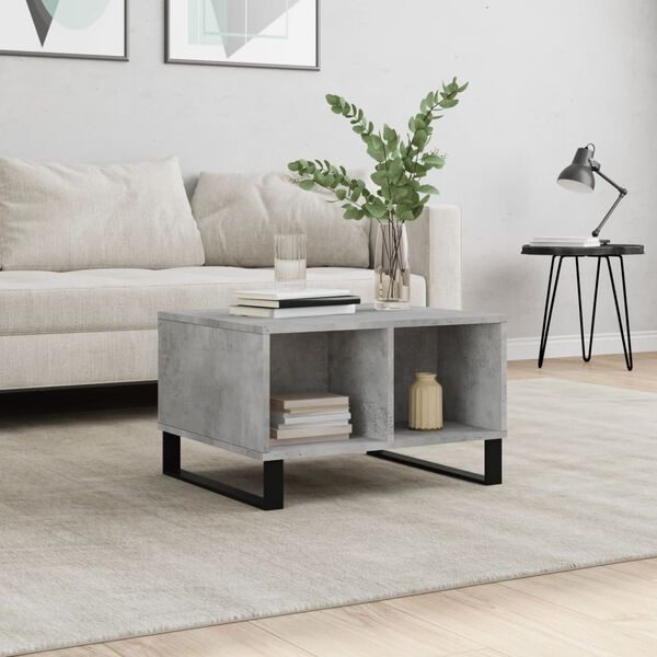 vidaXL Coffee Table Concrete gray Engineered wood, metal Medium