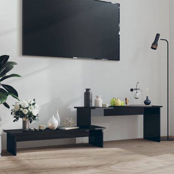 vidaXL TV Cabinet High gloss black Engineered wood 70.9 x 11.8 x 16.9 in