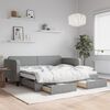 vidaXL Daybed With Trundle Light Grey Fabric Single