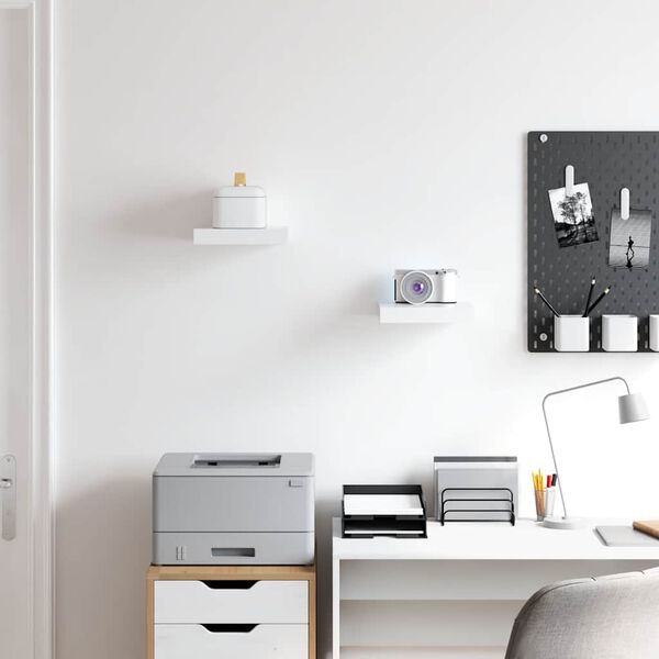 vidaXL Wall Shelf Set of 2 White Honeycomb MDF, metal Small