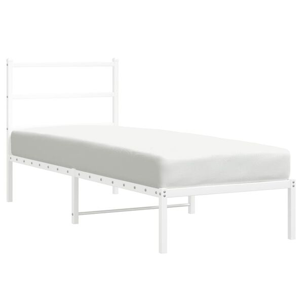 vidaXL Bed Frame White Steel Twin Bed Frame Rectangular Modern