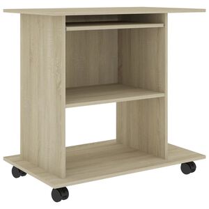 vidaXL Computer Desk Sonoma Oak Engineered Wood Compact Pull-Out